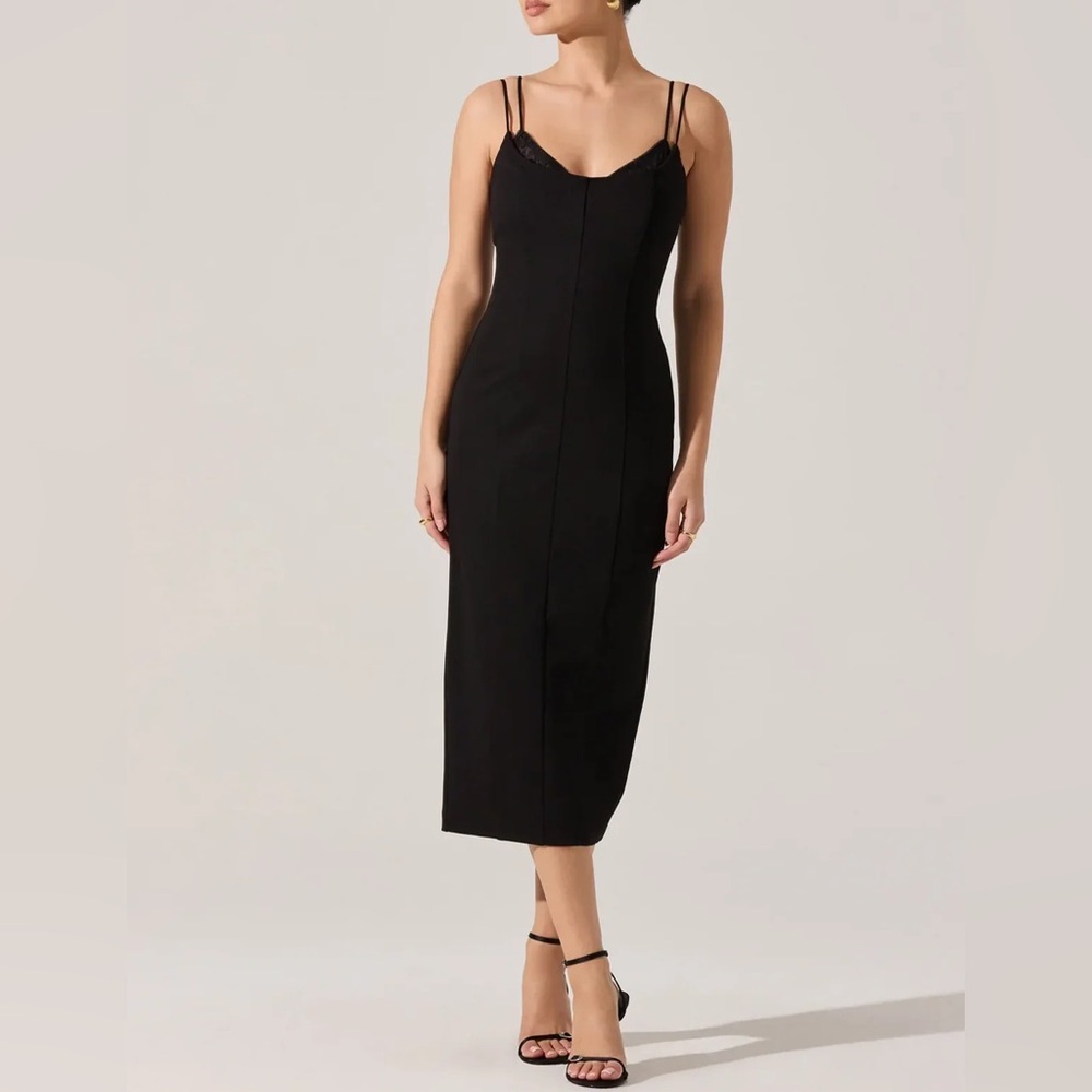 ASTR Allura Midi Elegant Black Women's Dress